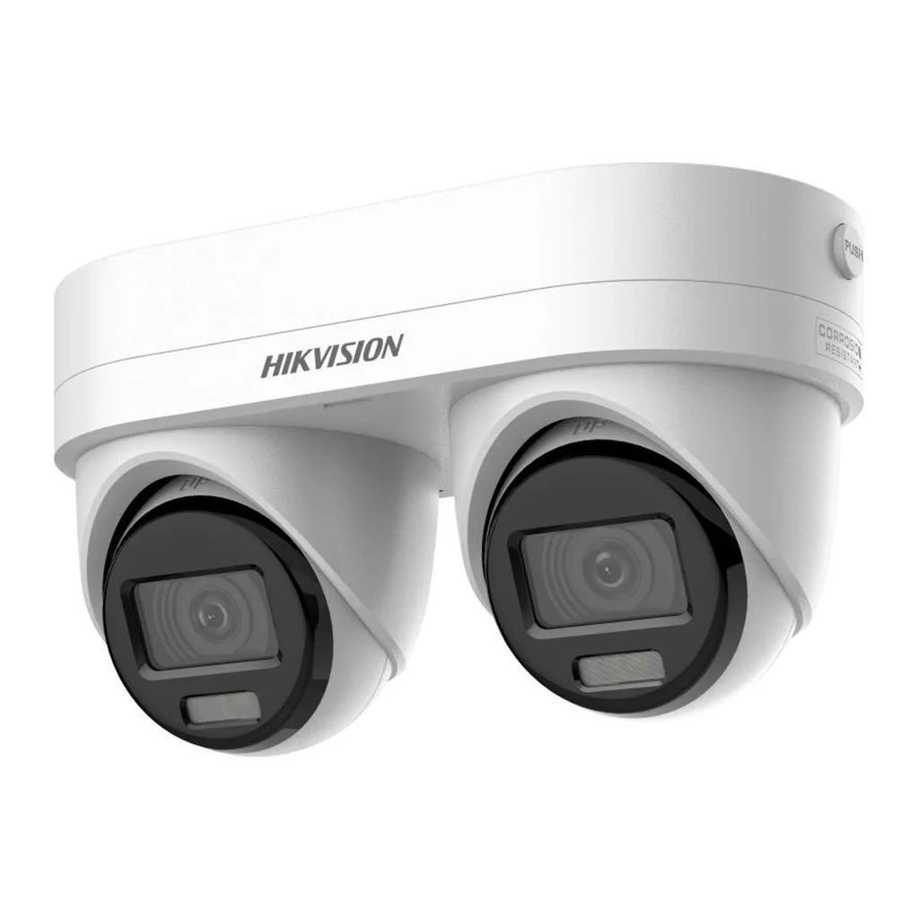 Hikvision DS-2CD2346G3D-IZ2UY/SL Dual-Lens 4MP AcuSense Active-Deterrence Turret Camera - White