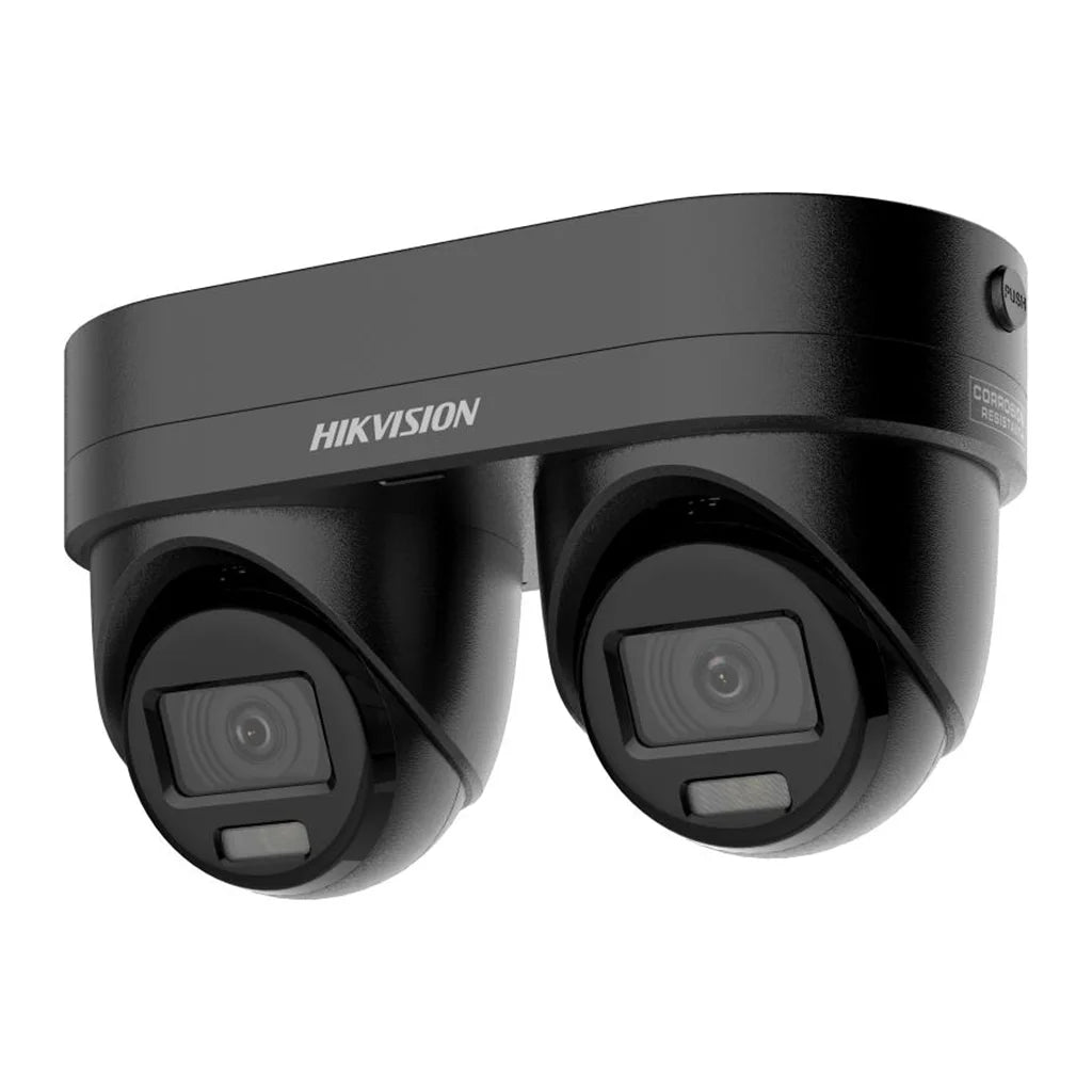 Hikvision DS-2CD2346G3D-IZ2UY/SL Dual-Lens 4MP AcuSense Active-Deterrence Turret Camera - Black