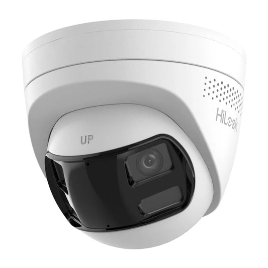 HiLook IPC-T260HAD-LUF/SL(2.8mm) 6MP Dual-Lens 180° Panoramic Smart Hybrid Light Turret IP Camera with Siren and Strobe