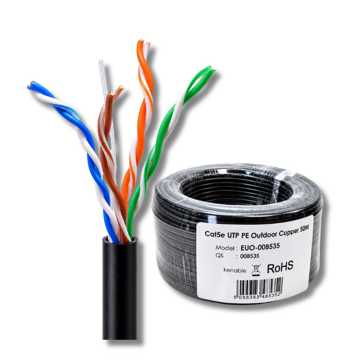100m Cat5e U/UTP black outdoor network cable