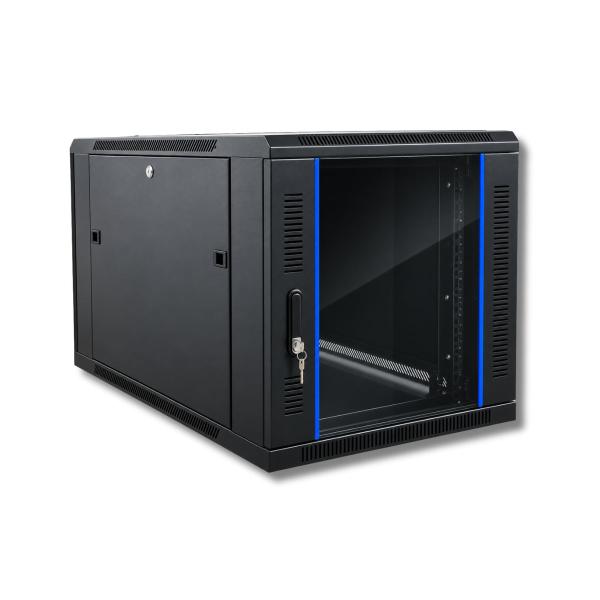 Midas Gold 9U 600mm deep black wall mounted data cabinet