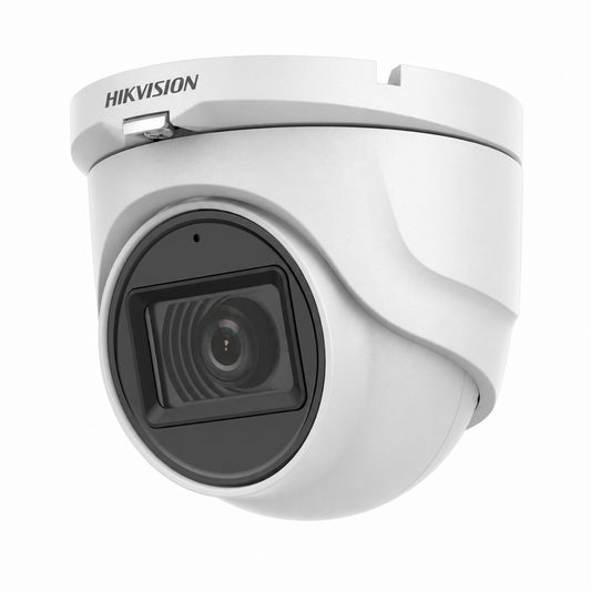 Hikvision DS-2CE76H0T-ITMFS 5MP Audio Fixed Turret Camera (2.8mm) - Grey