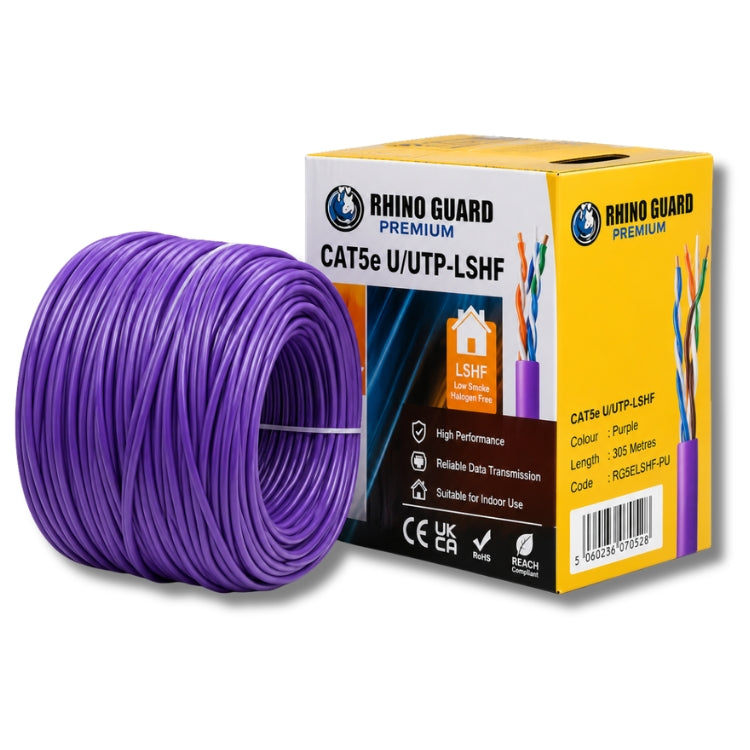 Rhino Guard CAT5e U/UTP LSHF Purple Solid Copper Cable 305m