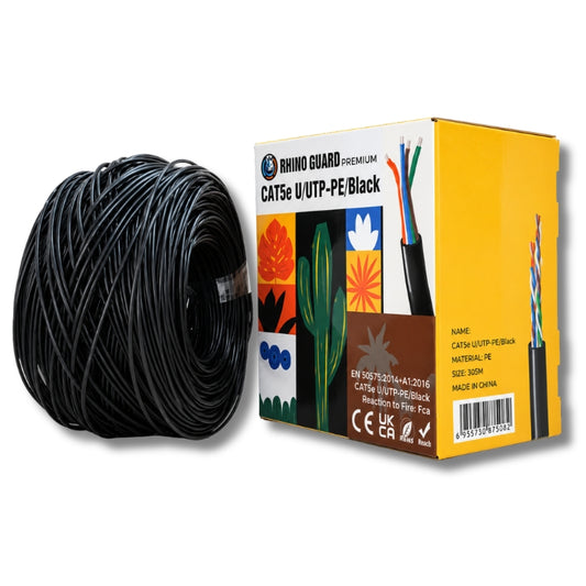 Rhino Guard CAT5e U/UTP PE Black Solid Copper External Cable 305m