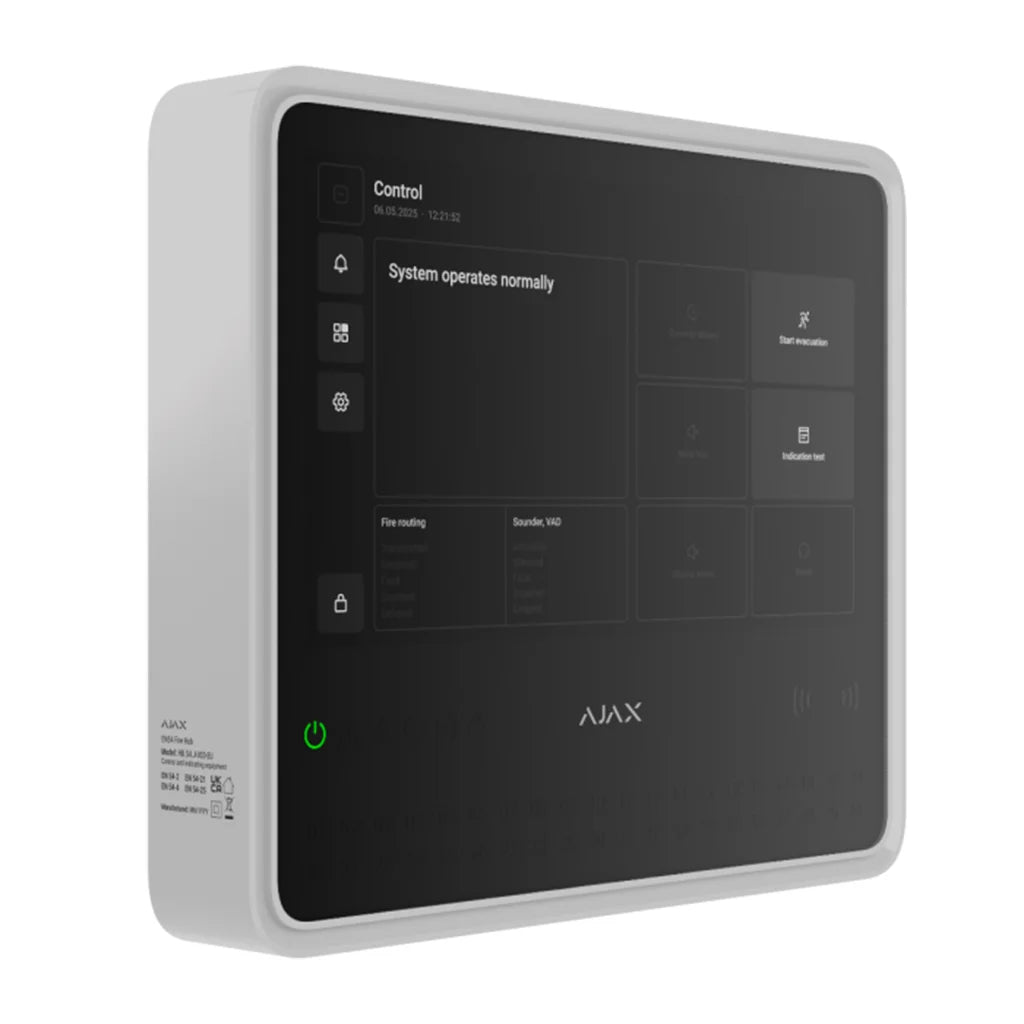 Ajax EN54 Fire Hub Jeweller White Wireless Fire Alarm Control Panel (CIE) - 125733.315.WH